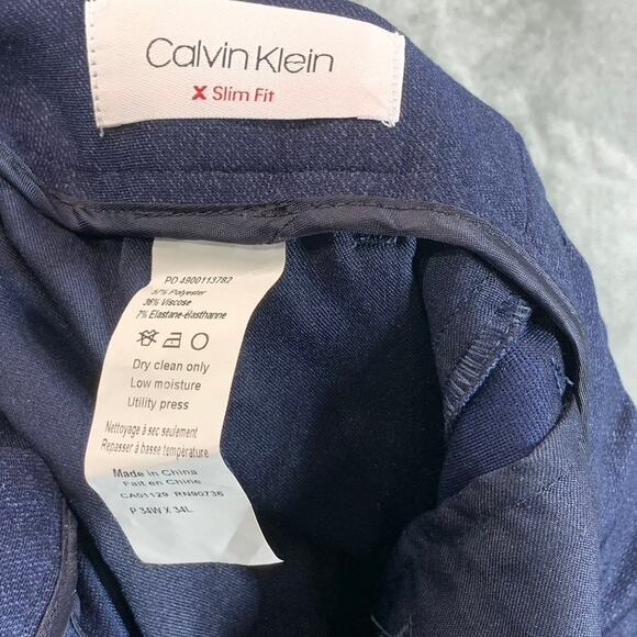 CALVIN KLEIN Men's Navy Slim-Fit Knit Suit Separate Dress Pants SZ 34X34 - Picture 10 of 13